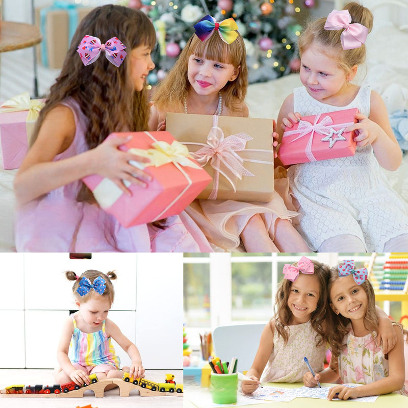 [Australia] - 14Pcs Hair Bows Alligator Clips for Girls,5 Inch Grosgrain Ribbon Hair Bows,Colorful Bow Hair Clip for Little Girls Toddler Princess Cowgirl Barbie Party 14 piece hair bows 