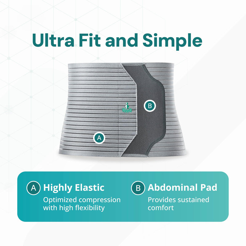 OPPO 2360 Abdominal Binder - Breathable Postpartum Postoperative Wrap - Compression Wrap for Men and Women (Grey, Medium, 1-Pack) Grey