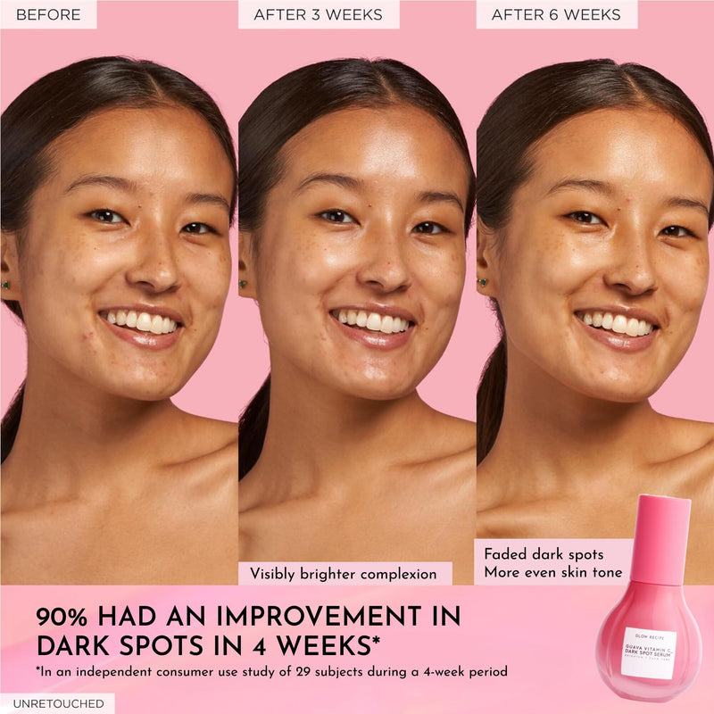 Glow Recipe Guava Vitamin C Serum for Sensitive Skin - Moisturizing, Brightening & Vegan Korean Skin Care Face Serum for Dark Spots, Even Tone & Redness - Tranexamic, Ferulic Acid & Vitamin E (30ml) 1 Fl Oz (Pack of 1)