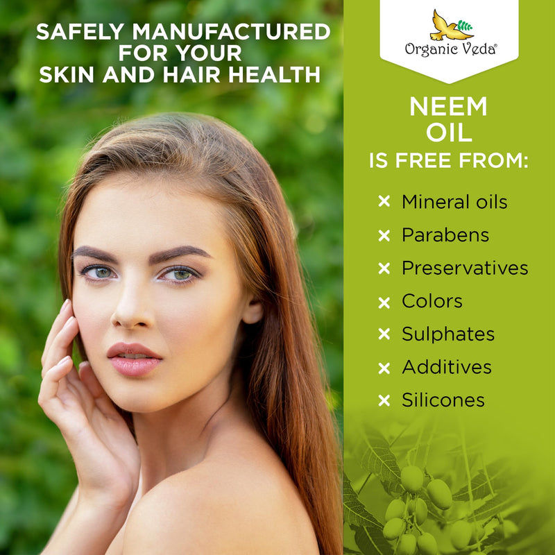[Australia] - Organic Veda Neem Oil - Pure, Cold Pressed & Organic Neem Oil for Skin, Hair, Face, Body, Scalp - Natural Moisturizer, Virgin Neem seed oil - Rich in Vitamin E, Fatty Acids, Antioxidants - 3.4 fl oz 