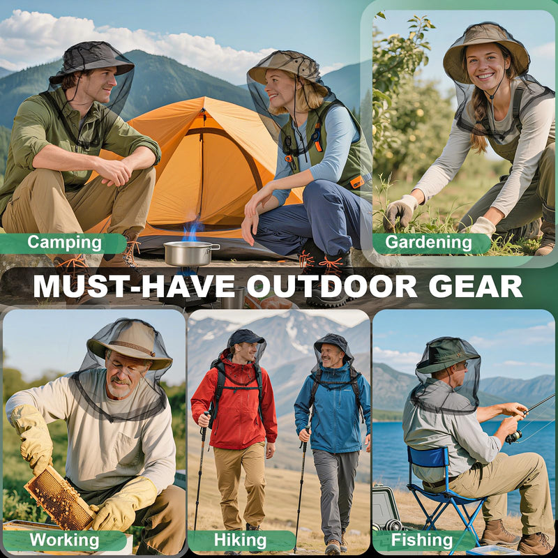 [Australia] - 2 Pack Premium Mosquito Head Nets with Drawstring, Breathable Ultra Large Bug Net for Head, Mosquito Net Hat for Men and Women, Universal Fit for Hats, Essential for Outdoor Activities Black 