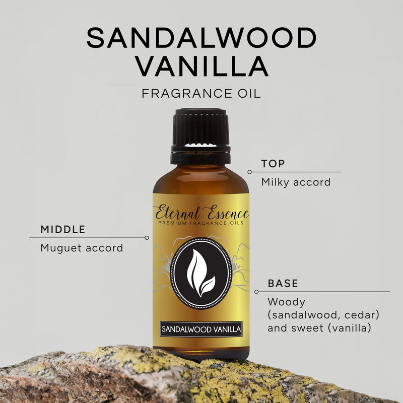[Australia] - Eternal Essence Oils Sandalwood Vanilla 30ml Premium Fragrance Oil - for Candle, Soap Making, Aromatherapy, Diffusers, Home Care, & Humidifiers 1.01 Fl Oz (Pack of 1) 