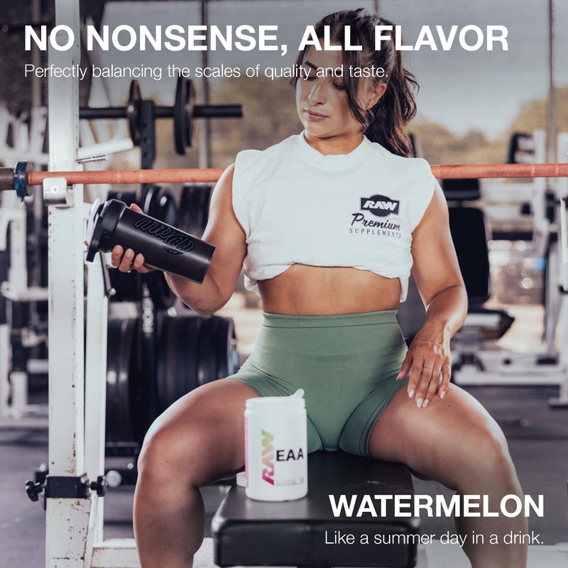 [Australia] - RAW EAA Amino Acids Powder, Watermelon (25 Servings) - Pre Workout Amino Energy Powder for Strength, Endurance, Recovery & Lean Muscle Growth - BCAA Amino Acids Supplement for Men & Women 