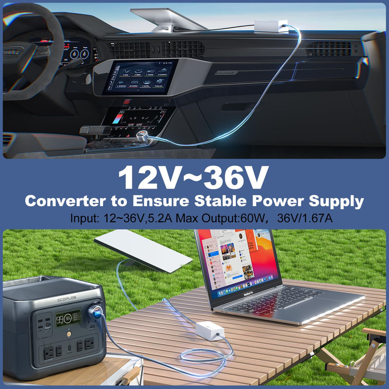 Starlink Mini Car Adapter, Car Charger 12V/24 to 36V Step Up Converter Starlink Accessories, 1M/3.2ft Mini Cigarette Lighter Adapter for RV Truck/RV/Car, USB-C 45W/USB-A 18W Dual Ports