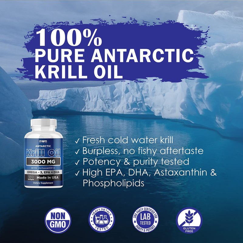 [Australia] - Dr. JOEL'S MOM NUTRIX Antarctic Krill Oil Supplement - 3000 mg Per Serving - 150 Softgels - High Absorption EPA, DHA, Astaxanthin & Phospholipid - No Fishy Aftertaste Like Fish Oil - Made in USA 