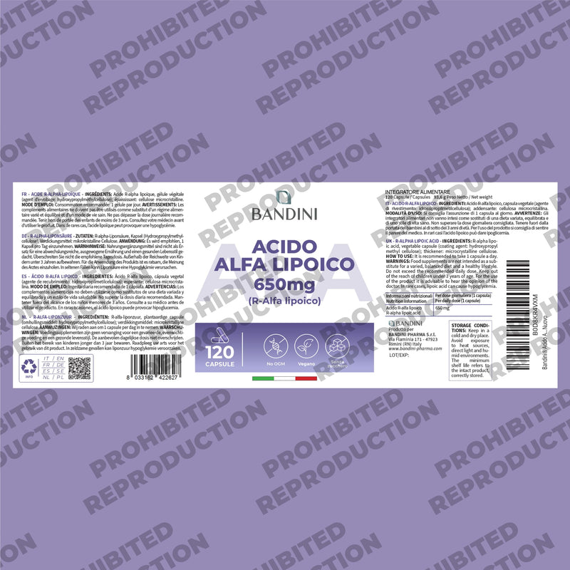 Bandini® Alpha Lipoic Acid 650mg | 120 High Strength ALA Vegan Capsules | 4 Month Supply | Alpha-Lipoic Acid Powerful Antioxidant | Maximum Absorption Aminoacid Supplement | No Synthetic Binders 100 count (Pack of 1)