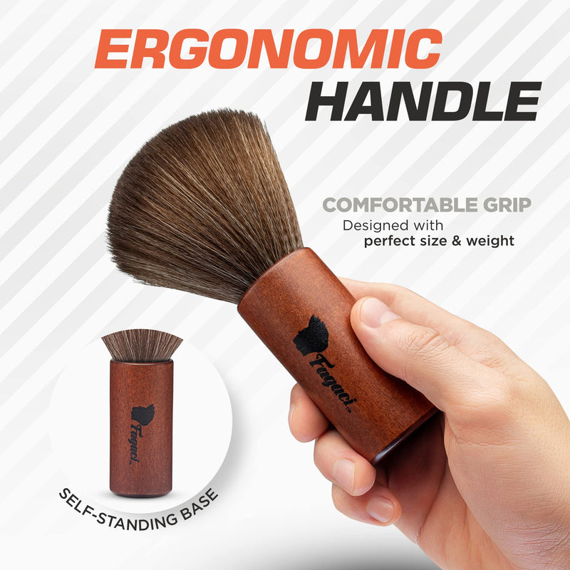 Fagaci Velvety Touch Barber Brush - High-Density Bristles Neck Duster for Hair Cutting