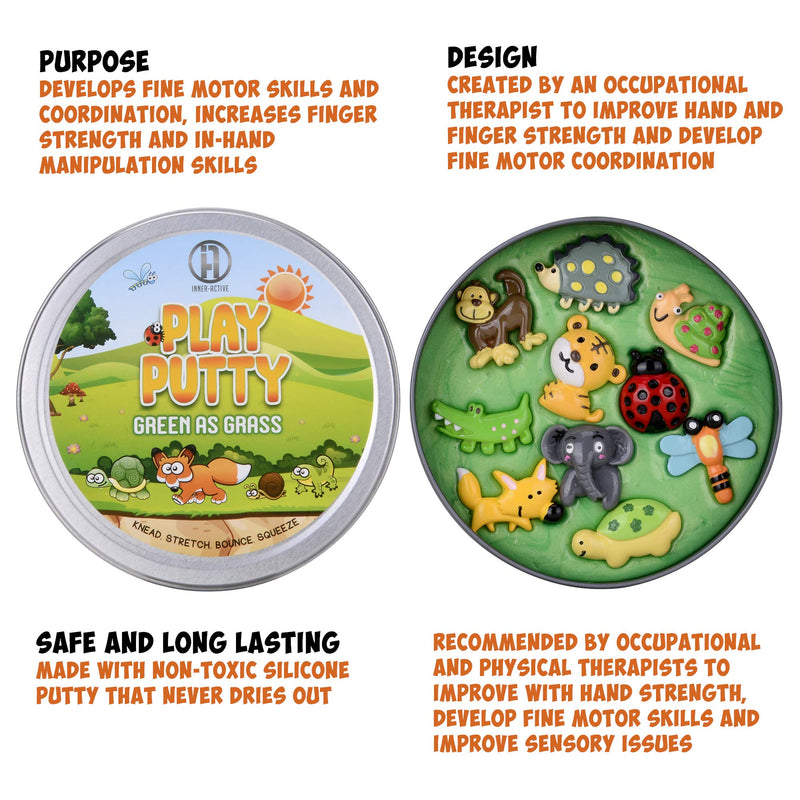 [Australia] - Play Putty Therapy Putty for Kids with Charms Green as Grass Theraputty Medium Resistance, Increase fine Motor Skills and Finger Strength, Occupational Therapy Toys 