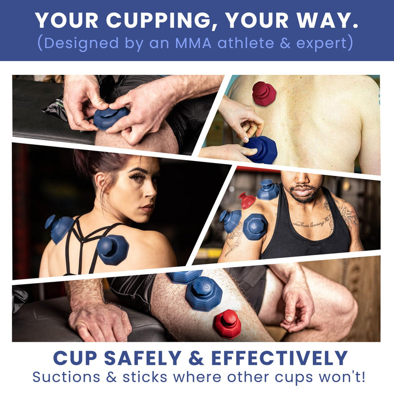 [Australia] - Cupping Therapy Set – Cupping Kit for Massage Therapy – Silicone Cups – Massage Cups – Smart Cupping for Fascia and Myofascial Release (Large, Blue) Large 