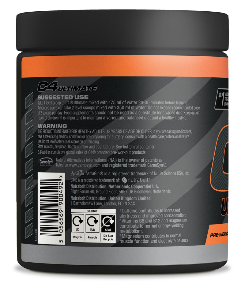C4 Ultimate Pre Workout Powder Tutti Frutti 20 Servings, 40 if Single Scooped | Zero Sugar Pre Workout with Caffeine 300mg, L Citrulline 7000mg, Beta Alanine 4800mg, Vitamins and Electrolytes 20 Servings (Pack of 1)