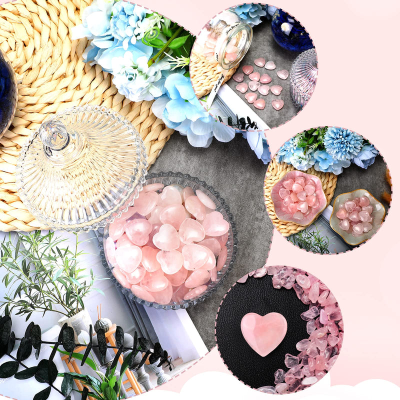 [Australia] - Gerrii 50 Pcs Heart Healing Stone Bulk Quartz Heart Rose Quartz Inspirational Stones Mother Day Gift for Women Love Pocket Polished Natural Energy Balancing Meditation 0.8 Inch 