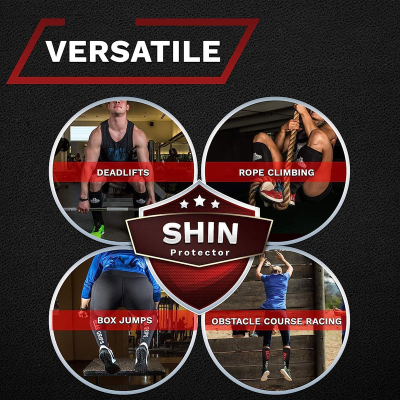 Bear Grips Deadlift Shin Guards - Breathable Gym Equipment Rope Climbing Shin Guard for Men and Women - Injury Prevention Calf Support Shin Guard Sleeves for Ultimate Shin Protection Black Small