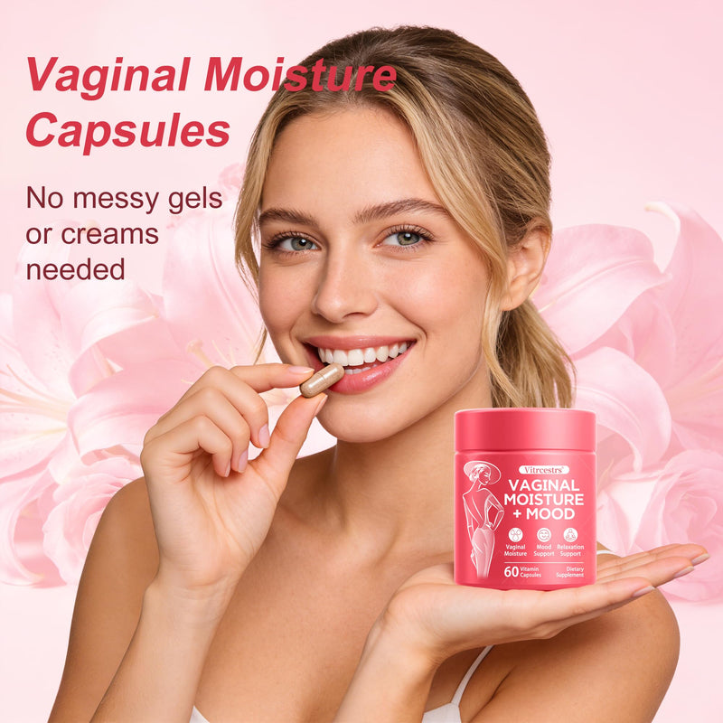 Vaginal Moisture Support Capsules, Support Vaginal Moisture, Mood & Relaxation for Women, Feminine Health Supplement for Vaginal Dryness with Ashwagandha, GABA, Ginkgo Biloba, Mucuna Pruriens, 60 Caps