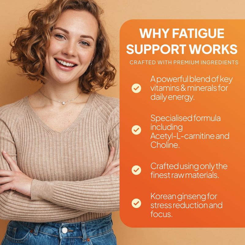 Anti-Fatigue Support Supplement | Reduces Tiredness & Fatigue | with Vitamins & Minerals for Energy | Vegan & Vegetarian-Friendly | 120 Capsules = 2 Months’ Supply | Made in The UK Unflavoured 120 count (Pack of 1)