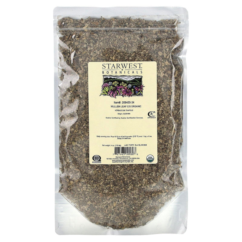 [Australia] - Starwest Botanicals Organic Mullein Leaf Cut & Sifted, 4 Ounces 
