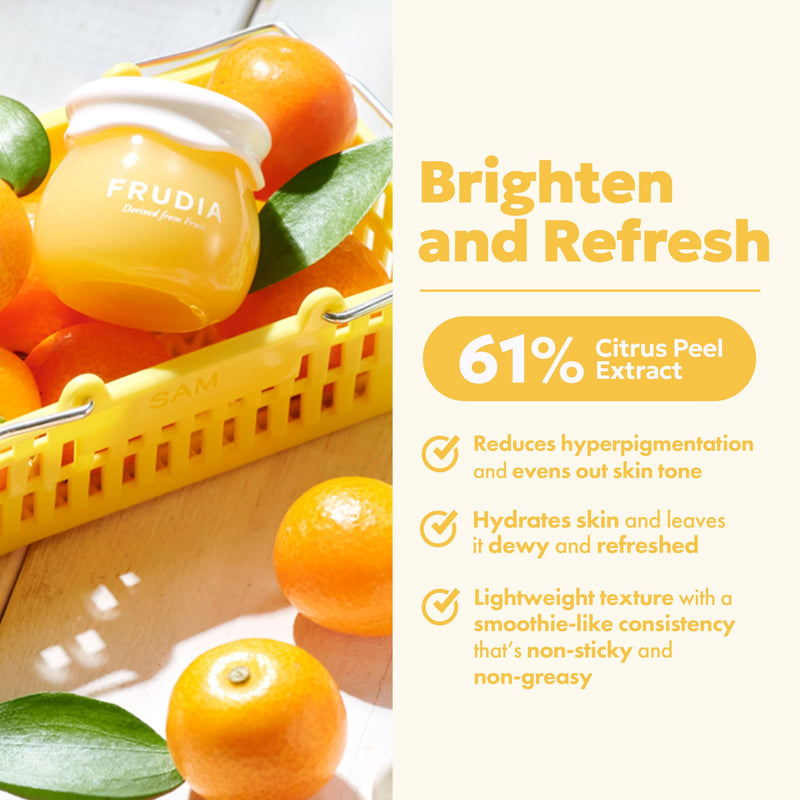 FRUDIA Citrus Brightening Cream (1.94 oz) - Brightening and Vitamin-Rich Korean Face Moisturizer w/61% Citrus Peel Extract, Niacinamide & Vitamin C | Vegan & Cruelty Free 1.94 Fl Oz (Pack of 1)