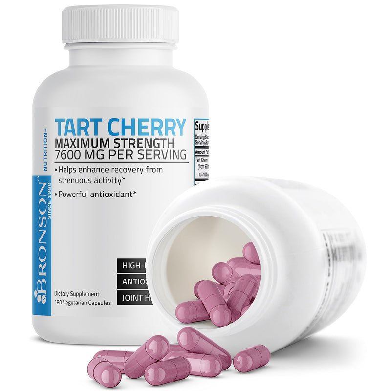 [Australia] - Bronson Tart Cherry Maximum Strength 7600 mg, 180 Vegetarian Capsules (90 Servings) 180 Count (Pack of 1) 