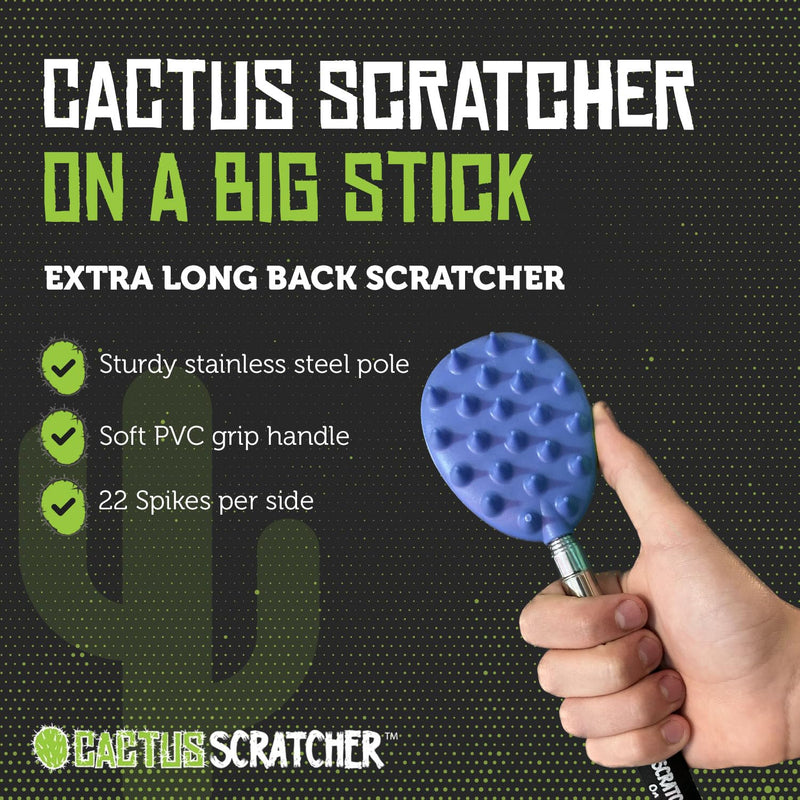 [Australia] - Cactus Scratcher Extendable Big Stick Back Scratcher - Extends 29" Long Double Sided Retractable Scratching Tool for Hand, Neck, Head, and Body - Universal Gift for Family, Pets, and Friends, Blue 