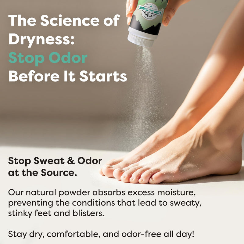 Lumi Outdoors Natural Foot Powder Deodorizer & Shoe Odor Eliminator - Talc Free Foot Deodorant 3.5 Ounce (Pack of 1)