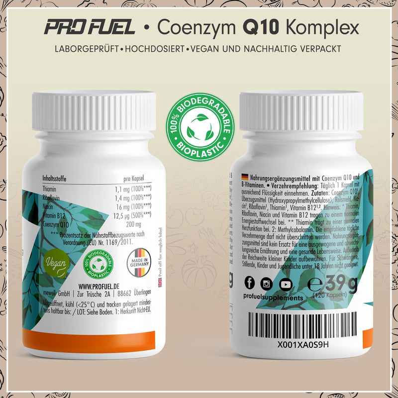 [Australia] - Q10 capsules high dose 120x - Coenzyme Q10 COMPLEX with 200mg Coenzyme Q10 + vitamin B1, B2, B3 and B12 - energy metabolism & heart function - laboratory tested with certificate - supply for 4 months 1x 120 capsules 