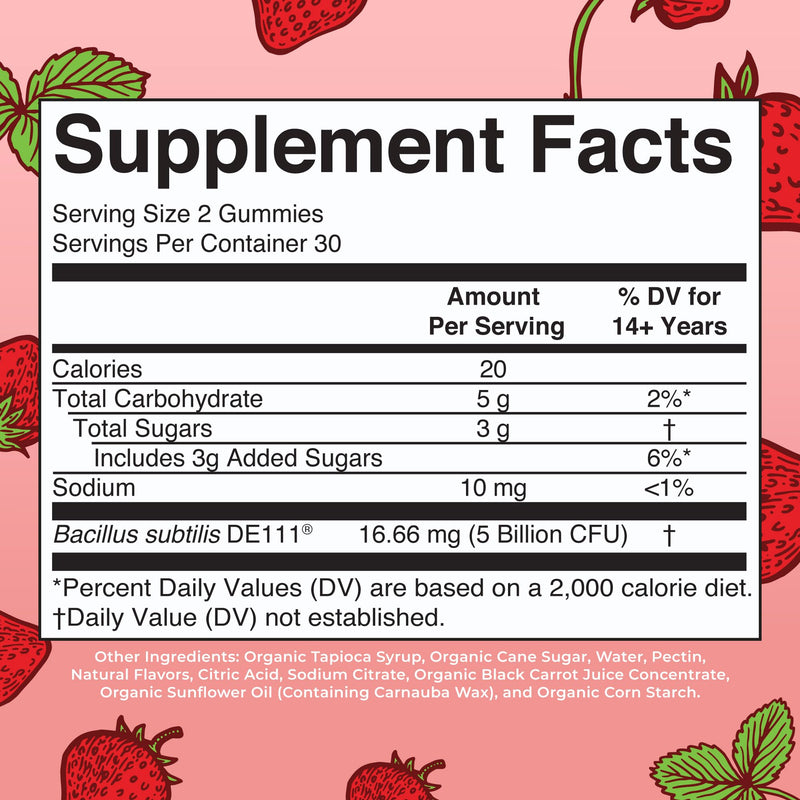 MARYRUTH'S Organics Cranberry & Probiotic Gummies (Strawberry) | USDA Organic, Clean Label Project Verified® | Vitamins for Urinary Tract & Gut Health | Vegan, Non-GMO, No Gelatin