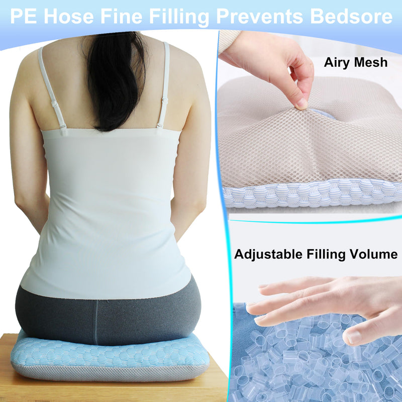 [Australia] - Donut Pillow Cushion for Bed Sores on Buttocks, Bed Sore Cushions for Butt, Bed Sore Pressure Relief Pillow for Sleeping, O Shaped Opening PE Hose Filling Cool Tailbone Pillow 