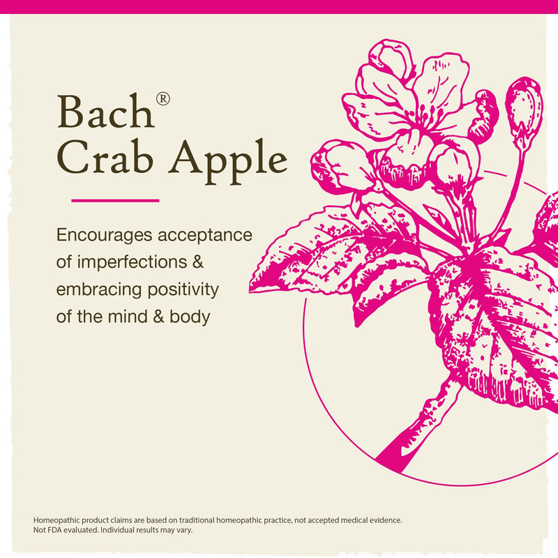 [Australia] - Bach Original Flower Remedies, Crab Apple for Accepting Imperfections (Non-Alcohol Formula), Natural Homeopathic Flower Essence, Holistic Wellness and Stress Relief, Vegan, 10mL Dropper 