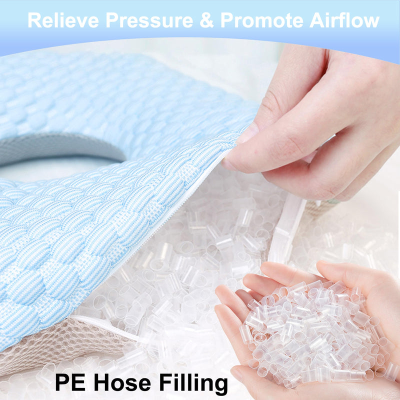[Australia] - Donut Pillow Cushion for Bed Sores on Buttocks, Bed Sore Cushions for Butt, Bed Sore Pressure Relief Pillow for Sleeping, O Shaped Opening PE Hose Filling Cool Tailbone Pillow 