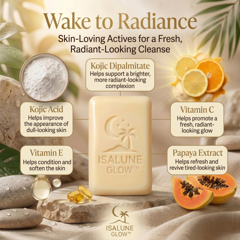 Kojic Acid Day & Night Facial & Body Soap Set, Cold Process Cleansing Bars with Vitamin C, Papaya, Lavender, Chamomile & Activated Charcoal, 2 Bars