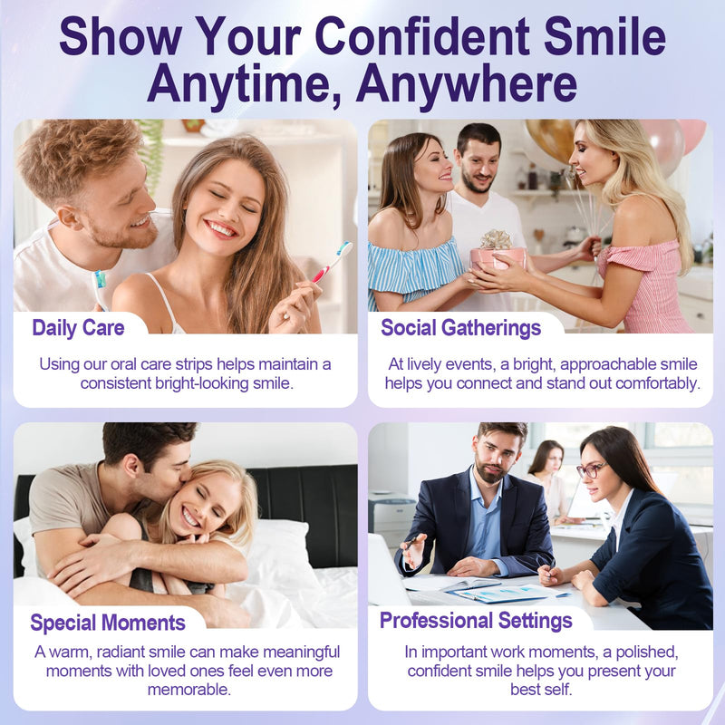 Purple Teeth Whitening Strips, 2 Pack | Gentle Daily, Surface Stain Reduction, Natural Shine, Portable, For Use at Home Or On The Go