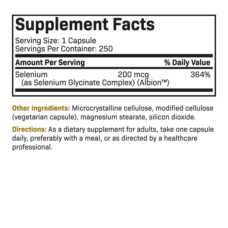 [Australia] - Futurebiotics Selenium 200 mcg - Selenium Amino Acid Complex - Essential Trace Mineral with Superior Absorption, Non GMO, 250 Capsules 