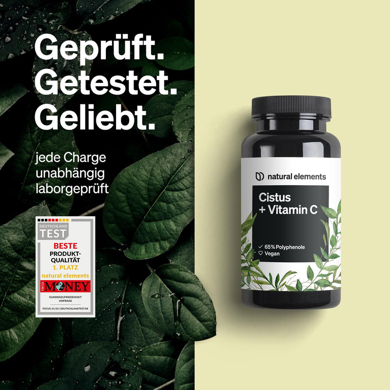 [Australia] - Cistus incanus with vitamin C - 90 capsules - 250mg polyphenols per capsule (65%) - vegan, high dosage, highly bioavailable - without unnecessary additives - produced in Germany & laboratory tested 