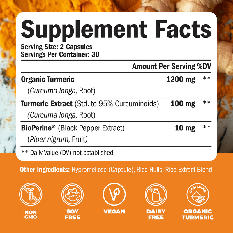 Vimerson Health Men's Multivitamin + Turmeric Curcumin with Black Pepper Extract Bundle. Joint and Immune Support, Discomfort Relief, Antioxidant Properties for Him