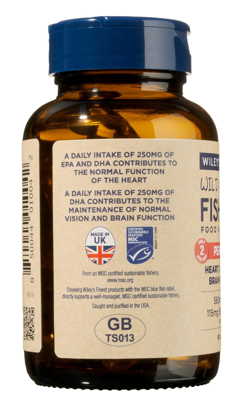 Wiley's Finest Wild Alaskan Fish Oil Peak DHA - 900mg EPA and DHA Omega-3s - 60 Softgels (30 Servings)