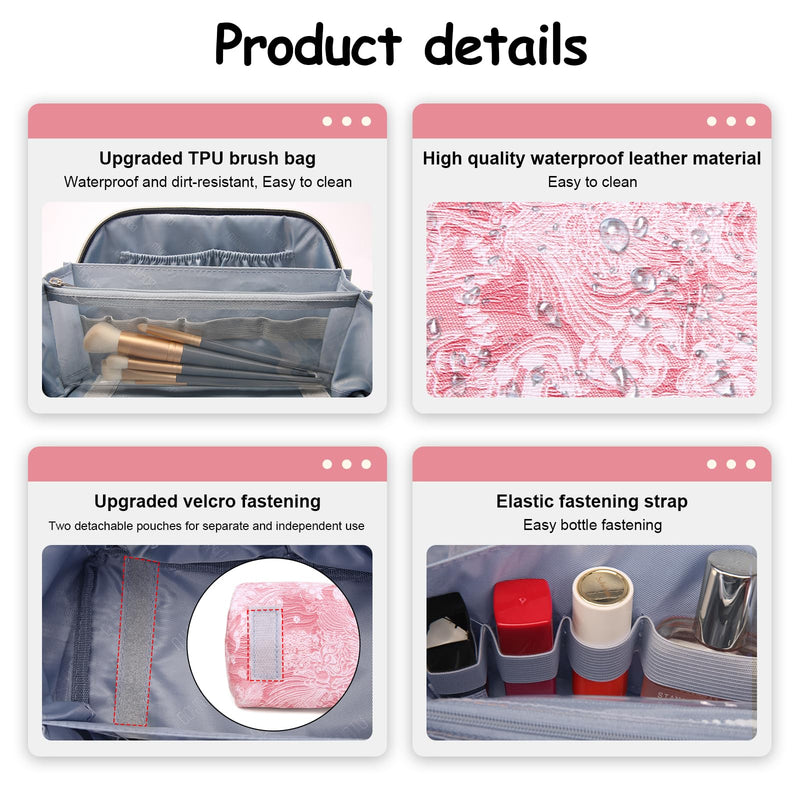 BOYATU Travel Makeup Bag Cosmetic Bags for Women: 3-Piece Makeup Bag Set (E-4-Pink)