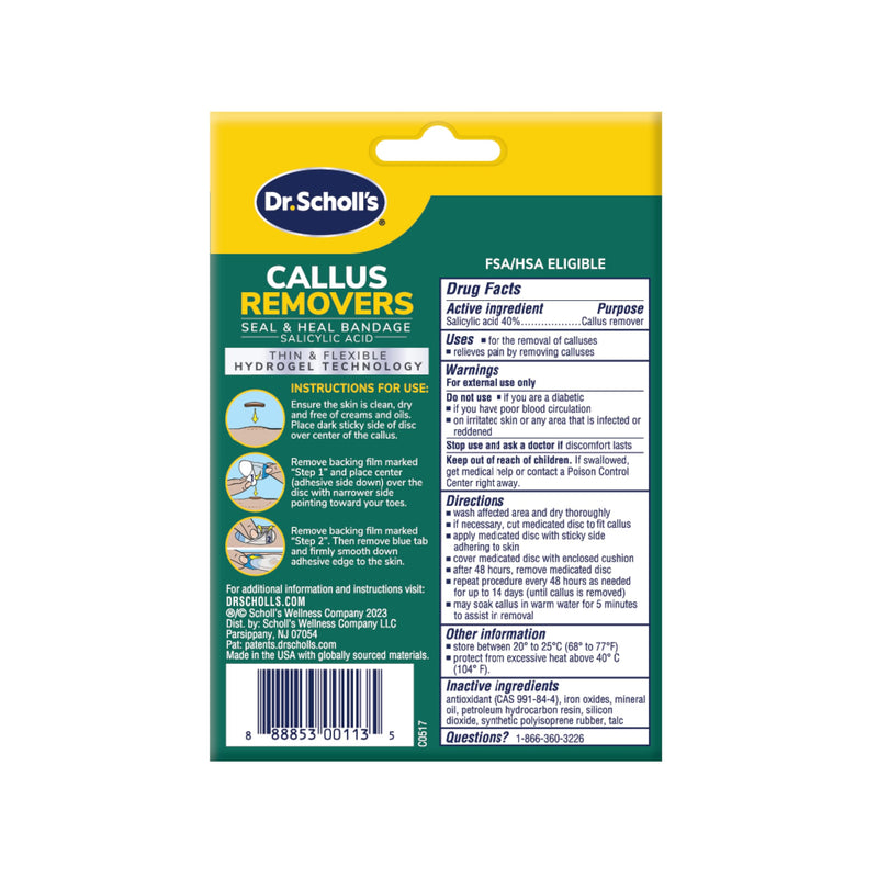 [Australia] - Dr. Scholl's CALLUS REMOVER Seal & Heal Bandage with Hydrogel Technology, 4ct // Removes Calluses Fast And Provides Cushioning Protection Against Shoe Pressure And Friction For All-Day Pain Relief 