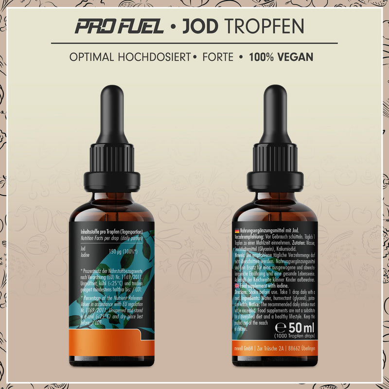 [Australia] - Iodine drops FORTE 1000x with 150 µg iodine per drop - optimally high dose - only 1 drop a day - bioavailable iodine from potassium iodide - alcohol-free & vegan - laboratory tested with certificate 1x 50 ml 