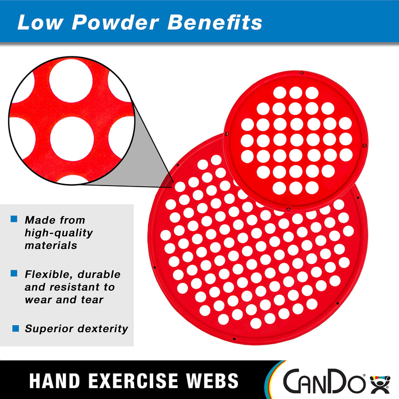 [Australia] - CanDo Hand Exercise Webs for Physical Therapy, Grip Strengthening, and Hand, Finger, Wrist Resistance Workouts, Portable Size, Low Powder, 7" Diameter, Red: Light 7" Latex 