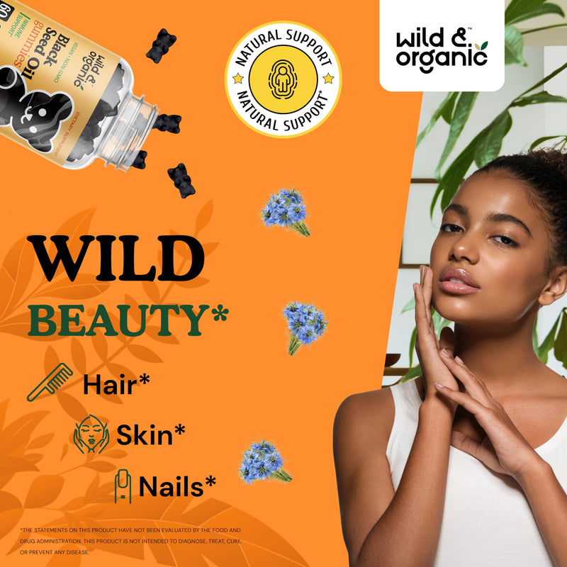 [Australia] - Wild & Organic Black Cumin Seed Oil Gummies 2000mg - Nigella Sativa Supplement with Omega 3, 6, 9 Fatty Acids - Vegan, Non-GMO - 60 Chews 