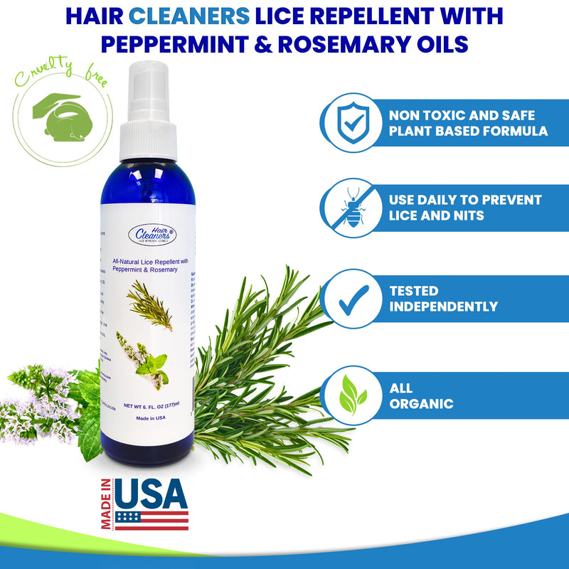 [Australia] - Lice Spray for Hair with Peppermint and Rosemary, Lice Spray for Daily Use Non Toxic and Safe for Kids and Adults, Lice Scare Away Spray for Kids. Be Head Free Lice Naturally 6 Fl. Oz 