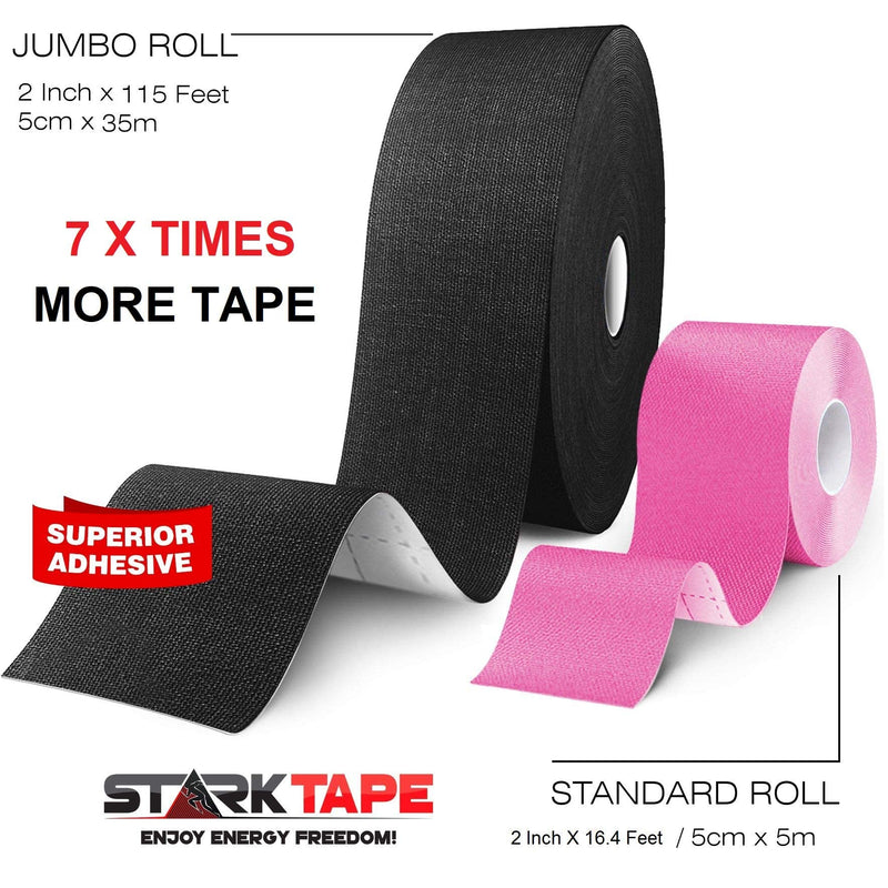 [Australia] - Original Kinesiology Athletic Tape. Professional Sports Tape for Ankle Wrist Knee Shoulder Muscles Joints. Latex Free, Waterproof, Stretchy, and Gentle on Skin. Up to 115 ft/Roll Black - Uncut 