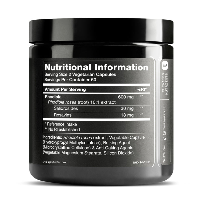 Toniiq Triple-Strength 600mg Rhodiola Rosea - 120 Capsules - 5% Salidroside Concentrated Extract - Highly Purified and Bioavailable