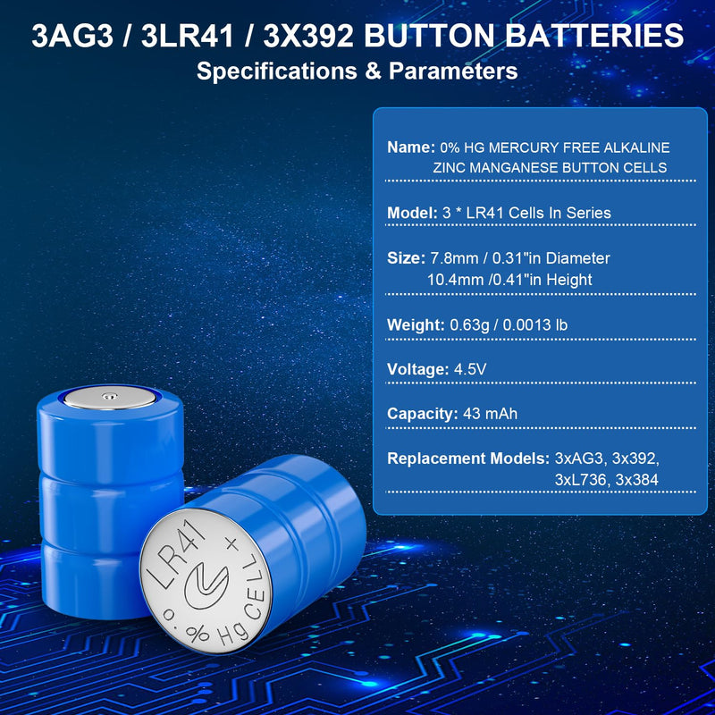 [Australia] - 3LR41 Button Batteries, 4.5V Replacement Batteries for Bore Sight, Toys, Digital Camera and Keychain LED Flashlight, Replacement for 3xAG3, 3x392, 3xL736, 3x384, L736F Batteries, 10 Pack 