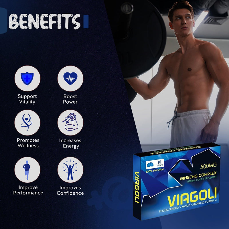 Ginseng Tablets for Men 500mg | Energy, Stamina & Vitality Support | Herbal Supplement with Black Ginger | Daily Wellness & Performance Support | 10 Tablets