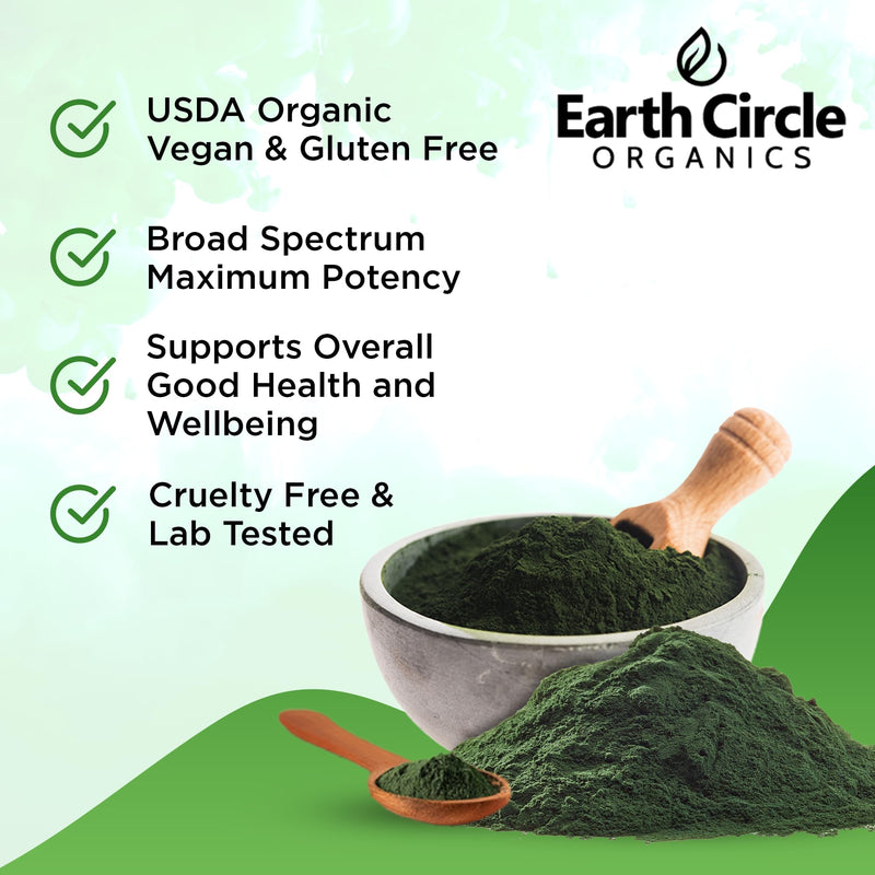 [Australia] - Earth Circle Organics Organic Chlorella Powder Superfood | Kosher | Broken Cell Wall Chlorophyll, Vegan, Super Green Algae, Clean Chlorella, High in Protein, Fiber & Amino Acids - 4oz 4 Ounce (Pack of 1) 