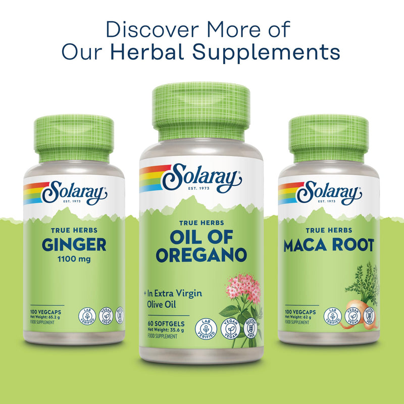 Solaray Oil of Oregano 150mg - 60 Vegan Softgels - Natural Source of Omega 3 & 6 Fatty Acids - High Strength Supplement with Extra Virgin Olive Oil for Gentle Digestion - Lab Verified
