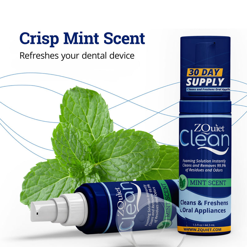 [Australia] - ZQuiet, Clean, Cleaning Solution for All Oral Appliances, Chlorine-Free, Fresh Mint Scent, Travel-Size, TSA-Compliant 