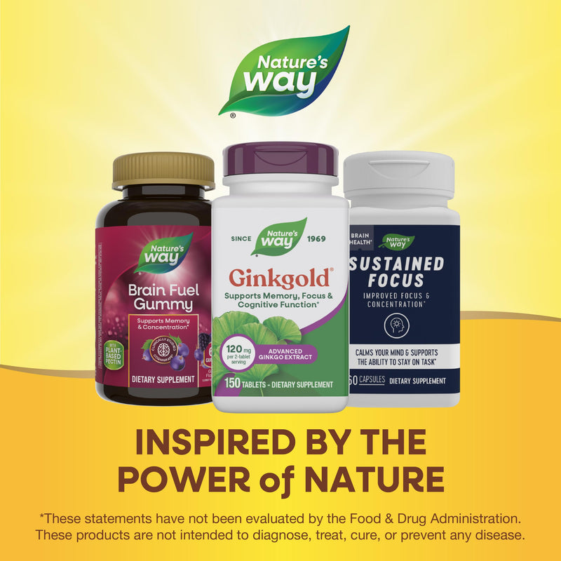 [Australia] - Nature's Way Ginkgold Advanced Ginkgo Extract, Supports Memory, Focus & Cognitive Function*, Ginkgo Biloba Extract, 150 Tablets (Packaging May Vary) 