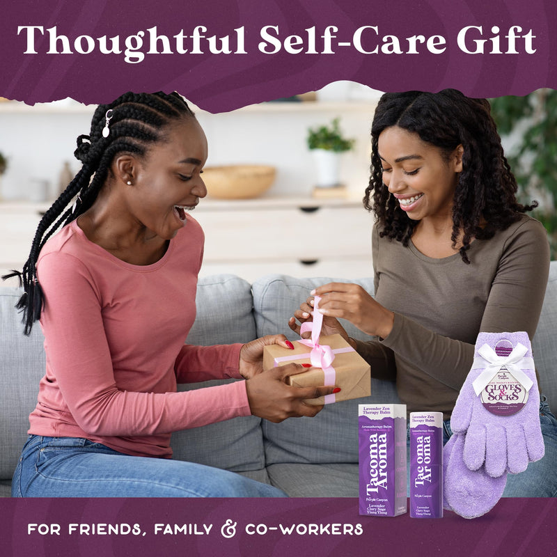 [Australia] - Purple Canyon Fuzzy Socks & Gloves and Essential Oil Balm Spa Kit | Purple Socks and Gloves Infused with Aloe Vera and Vitamin E Oil | Beeswax Miracle Balm for Cracked Heel Repair and Foot Care Lavender Refill Moisture Duo 