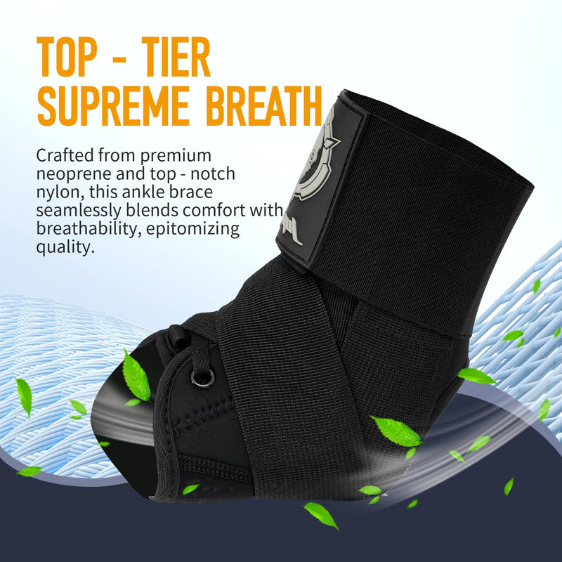 Jupiter Ankle Brace for Sprained Ankles for Women & Men, Made of Neoprene with Dual Springs, for Injury Recover, Running, Basketball and Cycling(Black L 14‘’-16‘’) Large black